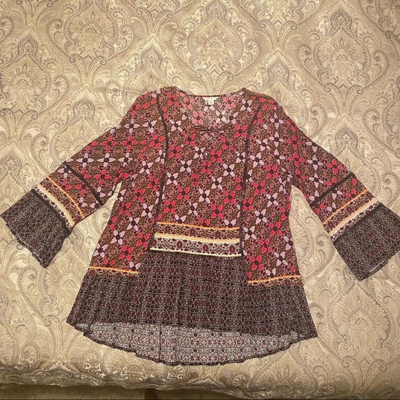 EST 1946 boho 3/4 bell sleeve high/low blouse - Picture 5 of 14